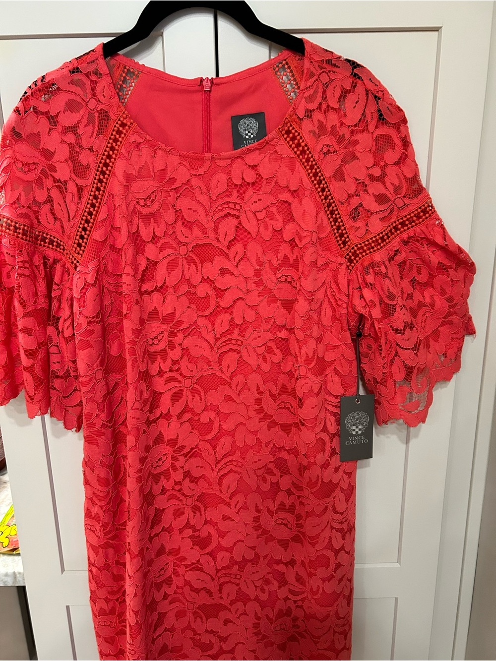Vince Camuto Coral Lace Flutter-Sleeve Blouse